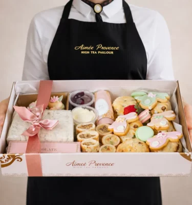 hamper gift box full of easter treats from aimee provence