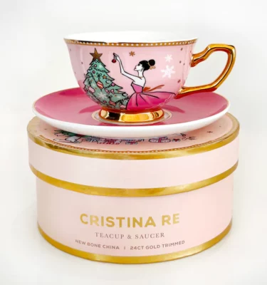 glittering with gold and decorated with festive motifs, hand illustrated by Cristina Re.